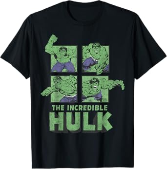 Marvel The Incredible Hulk Action Pose Squares Retro Poster T-Shirt