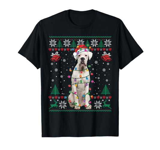White Boxer Dog Ugly Christmas Sweater Funny Xmas T-Shirt