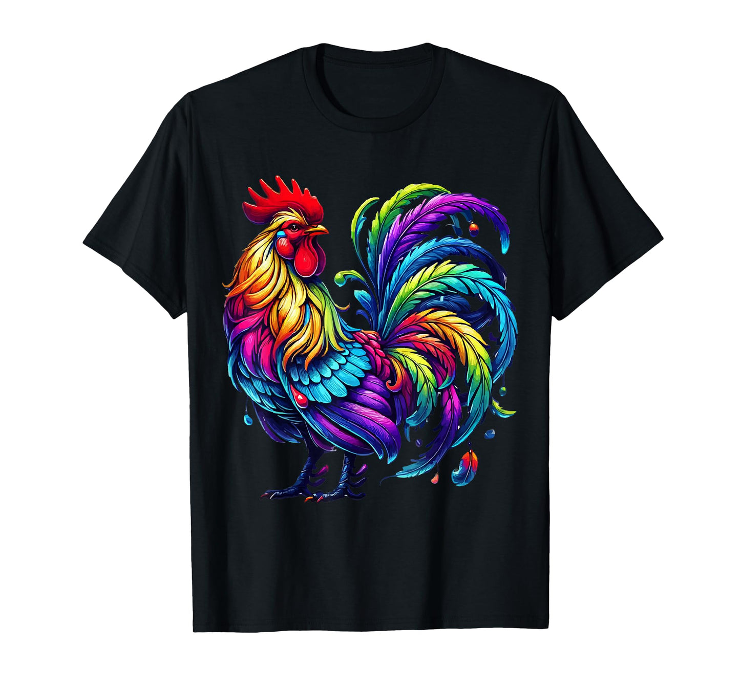 Chicken Colourful Art Animal Graphic Motif Chicken T-Shirt