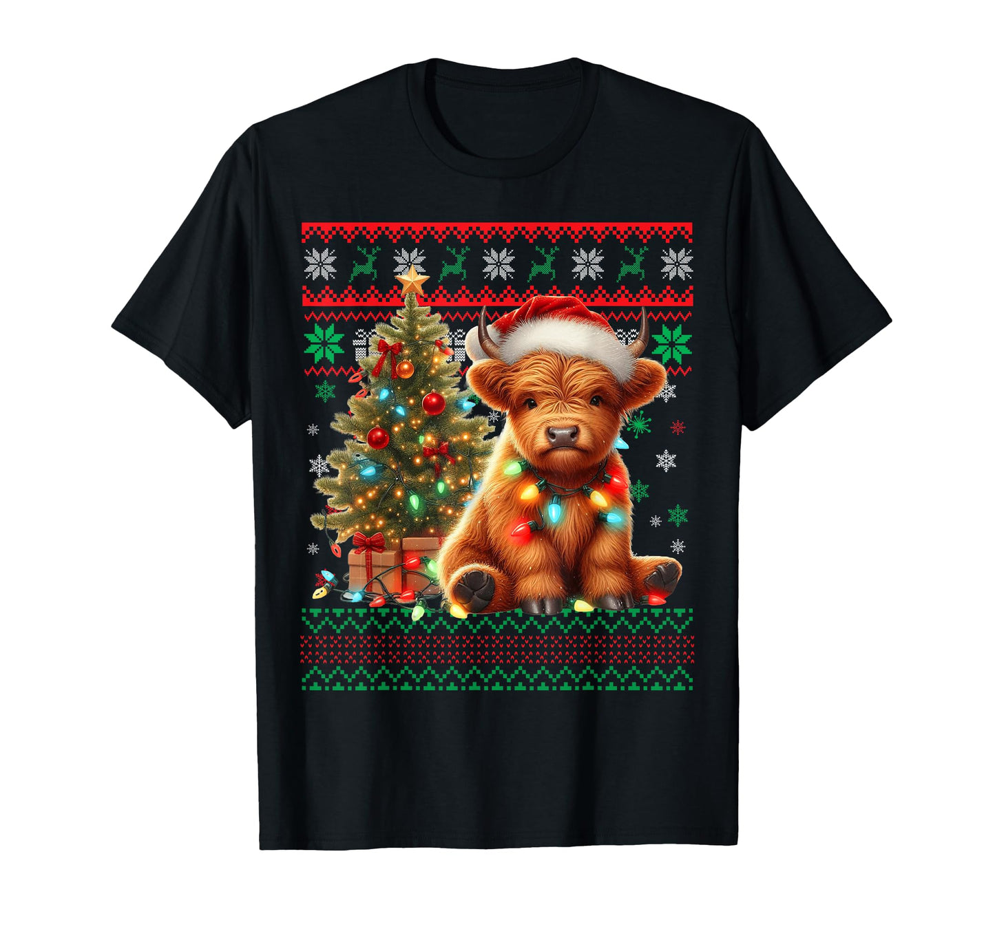 Scottish Highland Cow Christmas Funny Cow Lover Xmas T-Shirt