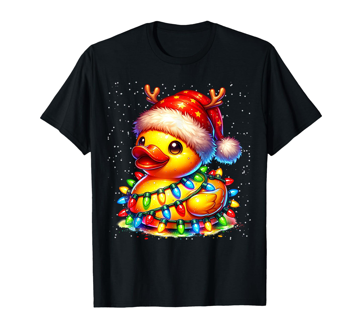 Rubber Duck Squad Christmas Light Reindeer Crew Xmas Pajama T-Shirt