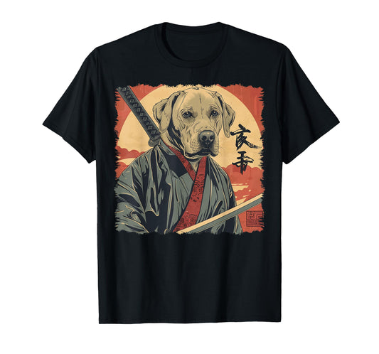 Labrador Retriever Dog Lab Japanese Samurai Ukiyo-e Vintage T-Shirt