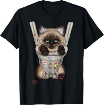 Siamese Cat in Baby Carrier Men Women Kids T-Shirt