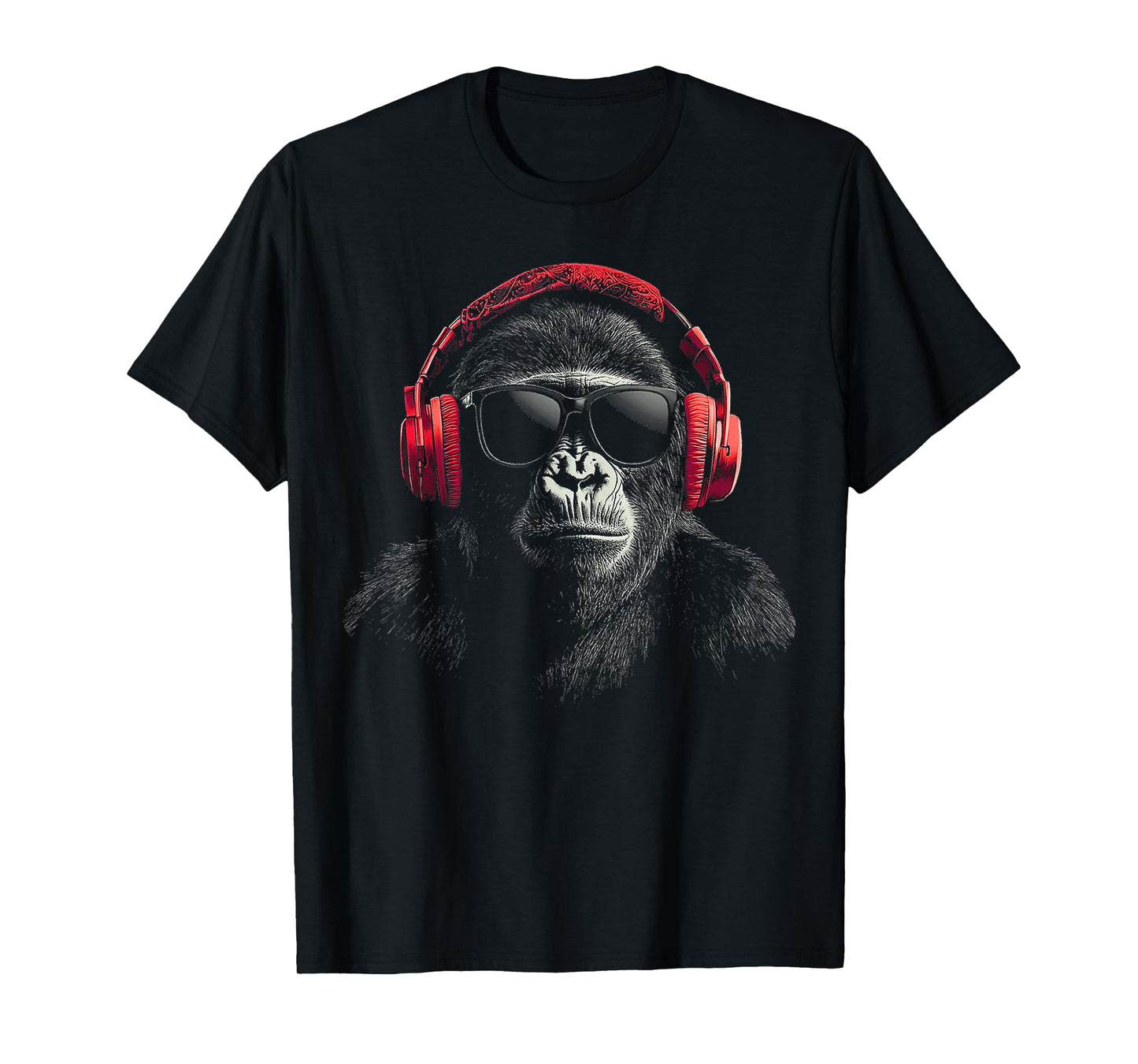 Gorilla Monkey Motif Animal Music Headphone Gorilla T-Shirt