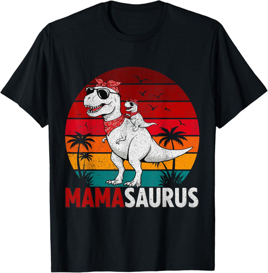 Mama Saurus T Rex Dad Dinosaur Birthday Family Matching T-Shirt