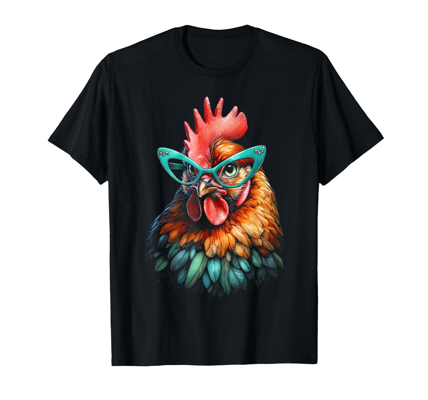 Chicken Funny Eyeglasses Cute Graphic Women Chicken Lover T-Shirt