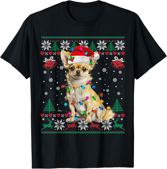 Chihuahua Christmas Santa Ugly Sweater Dog Lover Xmas T-Shirt
