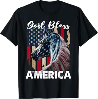 God bless America Horse Flag - Patriotic Horse American Flag T-Shirt