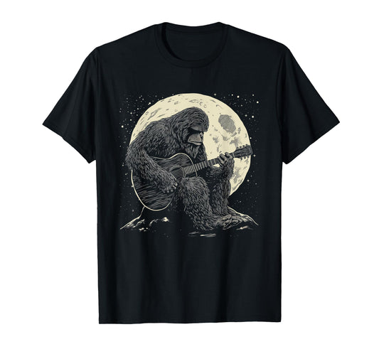 Bigfoot Playing Guitar Player Funny Sasquatch Guitarist T-Shirt