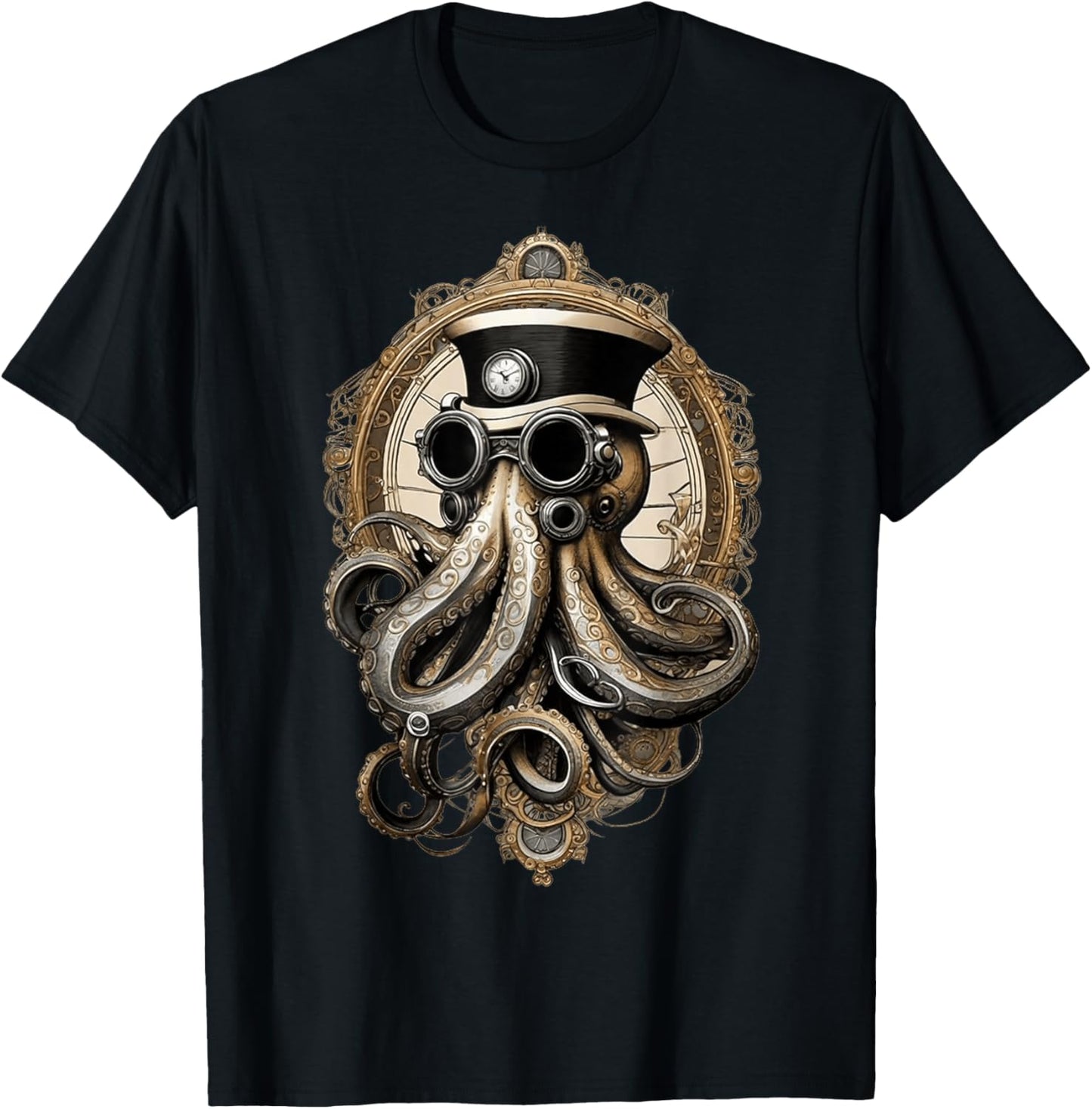 Classic Steampunk Octopus Retro Vintage Funky Fun Graphic T-Shirt