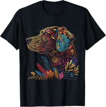 Labrador Dog Vintage Flowers Black Lab Mom T-Shirt