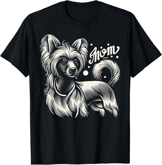 Cute Chinese Crested Dog Mom Funny Graphic Tees T-Shirt