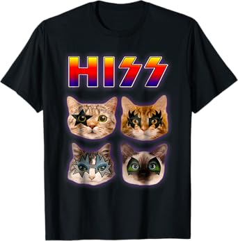Hiss Funny Cats Kittens Rock Rockin T-Shirt
