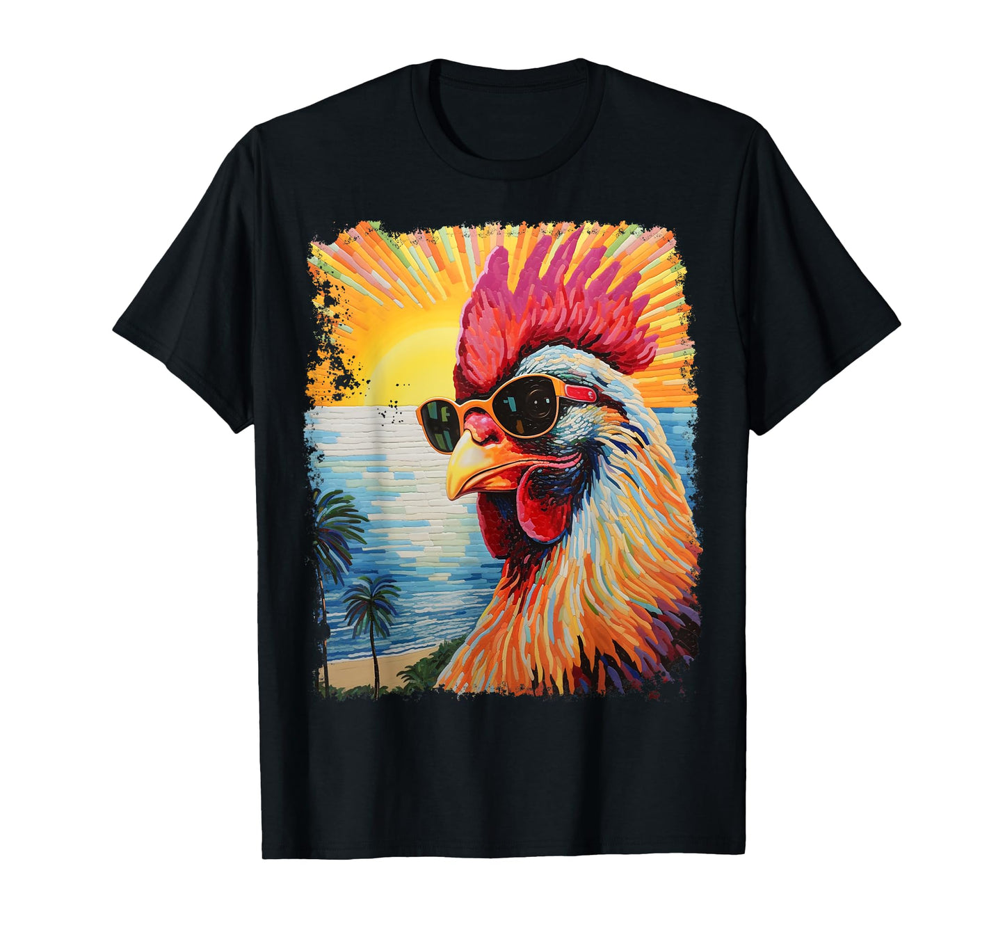 Pop Art Colorful Hawaiian Chicken T-Shirt
