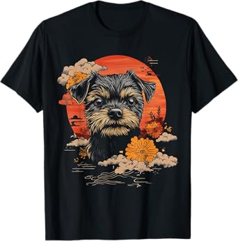 Border Terrier Dog Motif Pet Artwork Border Terrier T-Shirt for Men Women Kids
