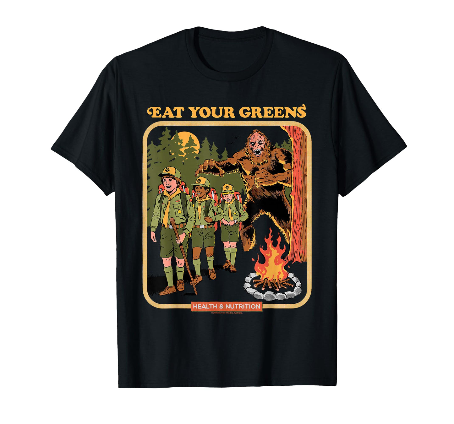 Eat Your Greens Bigfoot Sasquatch Retro Funny Adult Humor T-Shirt