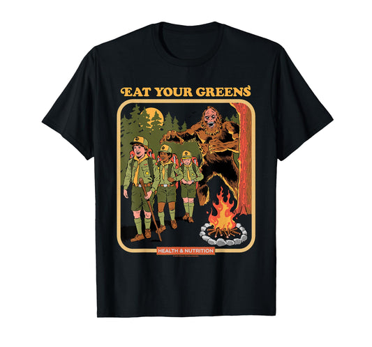 Eat Your Greens Bigfoot Sasquatch Retro Funny Adult Humor T-Shirt
