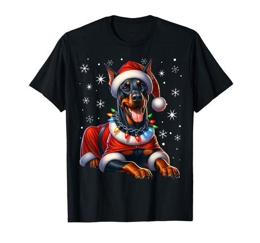 Doberman Santa Claus Costume Doberman Xmas Doberman T-Shirt