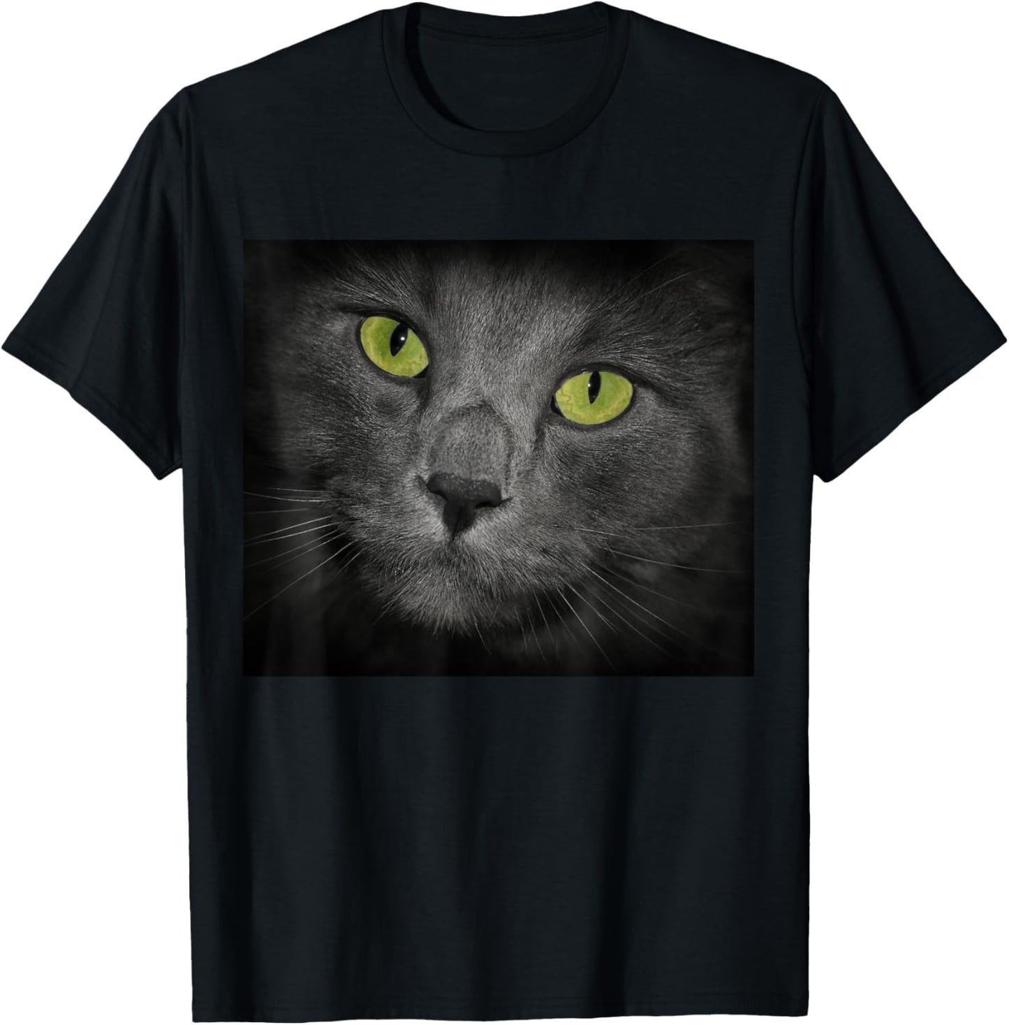 Cat with Green Eyes Gray Fur T-Shirt