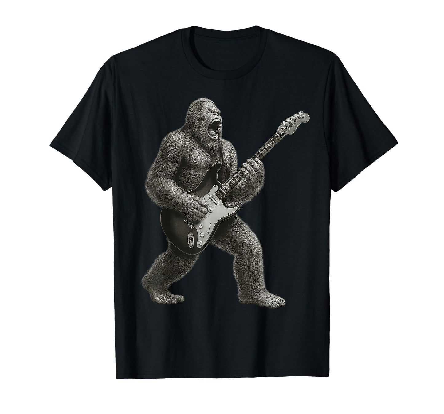 Bigfoot Playing Guitar Rock and Roll Gift Men Women Boy Girl T-Shirt