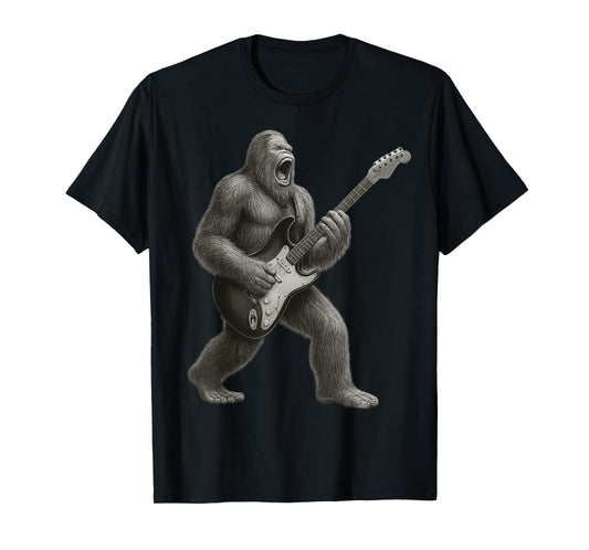 Bigfoot Playing Guitar Rock and Roll Gift Men Women Boy Girl T-Shirt
