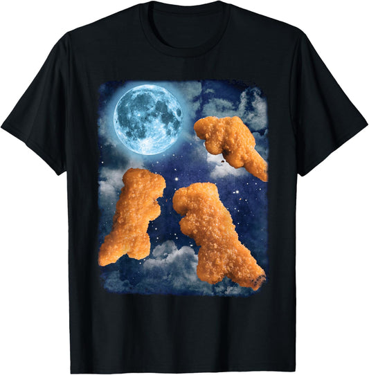 Funny Food Tees Dinosaur Chicken Nuggets Howling At The Moon T-Shirt