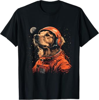 Funny Golden Retriever Lovers Dog Astronaut In The Space Men Women Kids T-Shirt