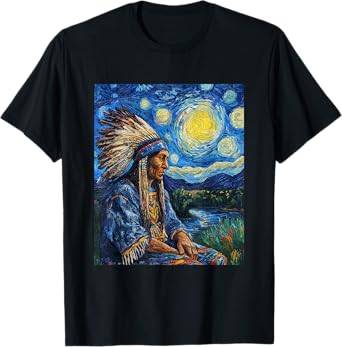 Native American Indian Day - Van Gogh Style - Starry Night T-Shirt