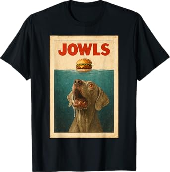 Funny Weimaraner Jowls Dog Burger Design T-Shirt for Men Women Kids
