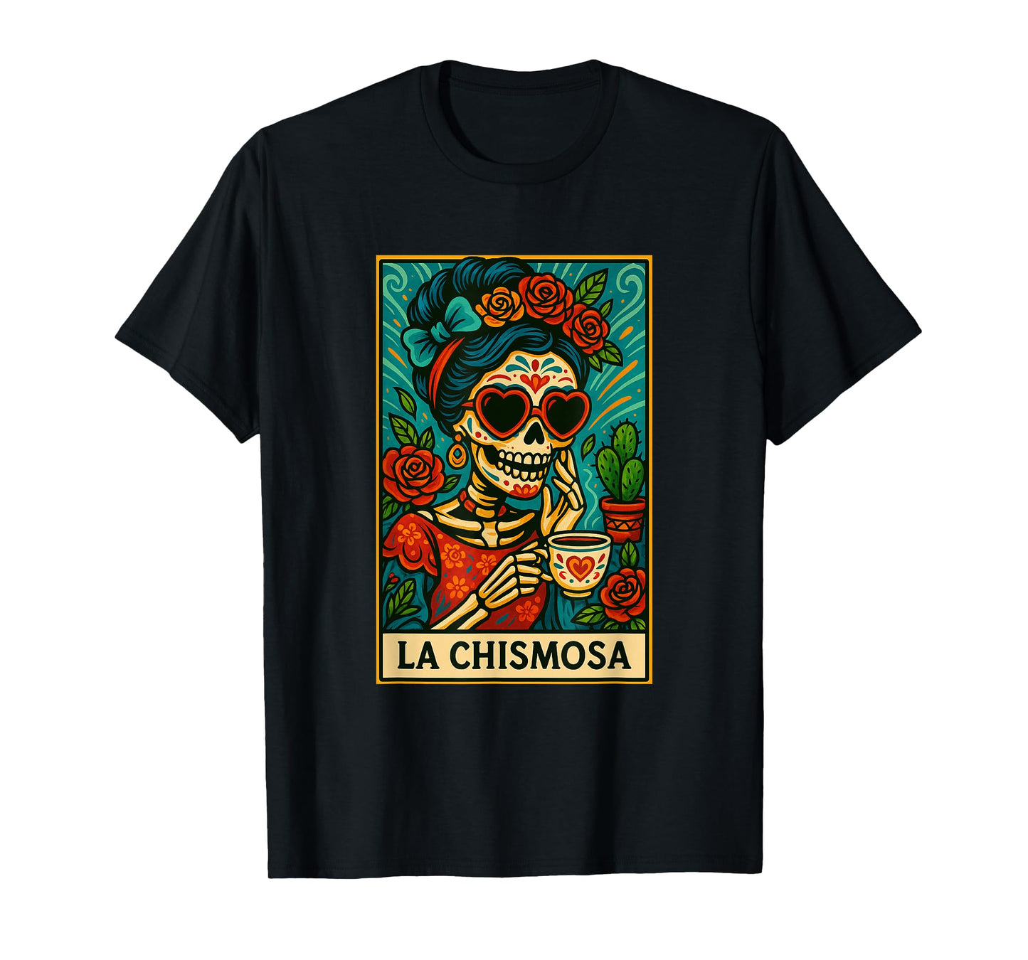 La Chismosa Spanish-Mexican Bingo Card Latinos Skeleton T-Shirt