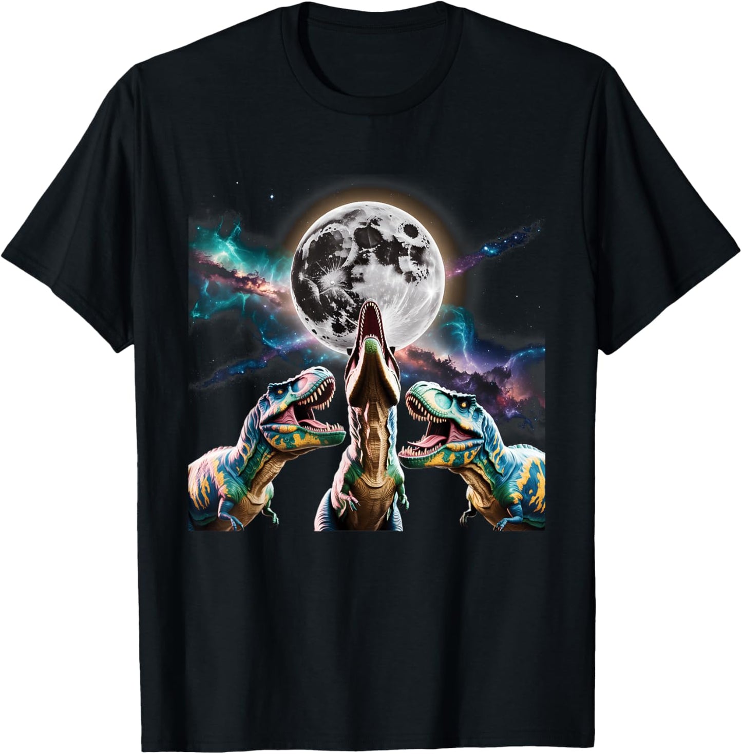 3 Tyrannosaurus Howling At Moon Prehistoric Dinosaurs Parody T-Shirt