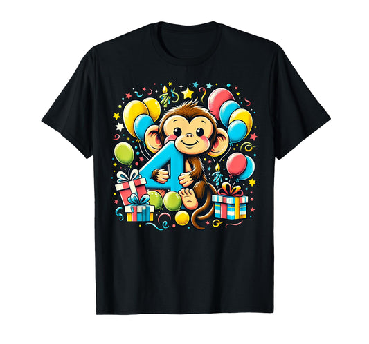Monkey 4th birthday boy girl 4 years old fourth four Monkey T-Shirt