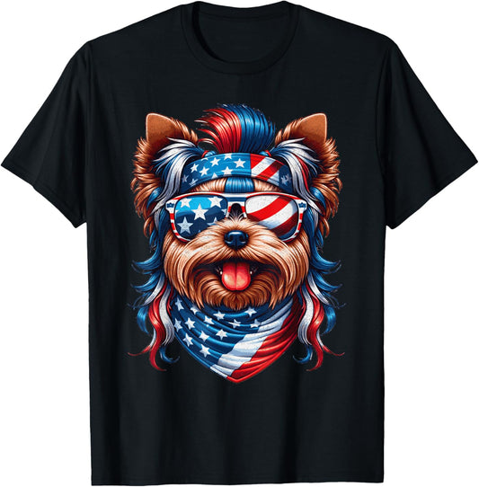 Yorkshire American Flag Patriotic Yorkie Dog 4th Of July T-Shirt