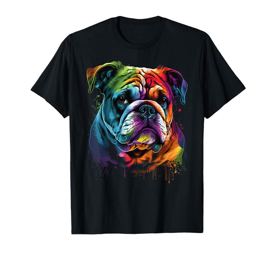 English Bulldog Painting Unique Dog Art Animal Lover T-Shirt for Men Women Kids