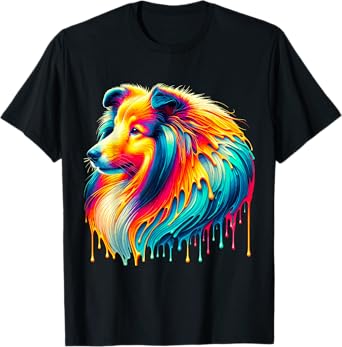 Dripping Paint Art Shetland Sheepdog Sheltie T-Shirt
