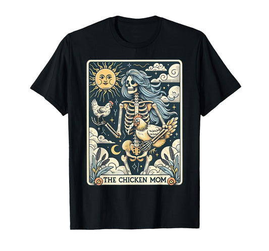 Skeleton Tarot Card Chicken Mom Farm Animal Farmer Women T-Shirt