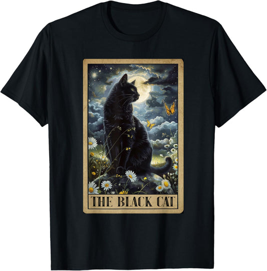 Cats With The Moon Vintage Retro Cat Tarot Card Animal Lover T-Shirt