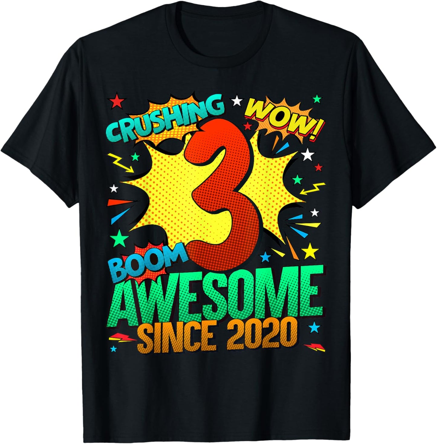 3rd Birthday Comic Style Awesome Since 2020 3 Year Old T-Shirt