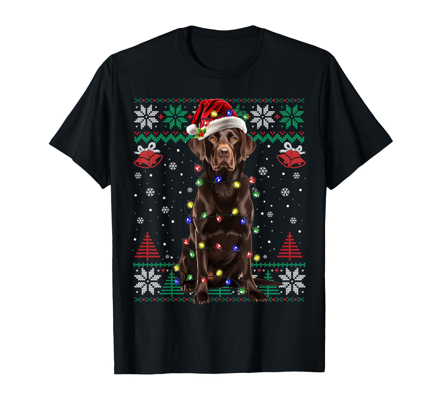 Chocolate Lab Christmas Santa Hat Dog Ugly Sweater T-Shirt