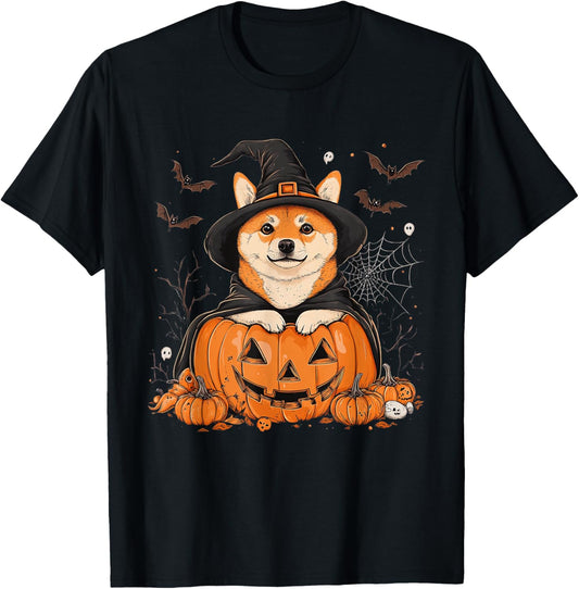Shiba Inu Dog Pumpkin Halloween Thanksgiving Men Women T-Shirt