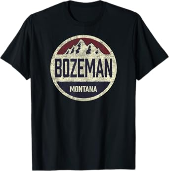 Vintage Bozeman Montana Retro Mountain Circle Souvenir T-Shirt