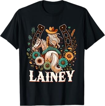 Lainey Name Girl Personalized Name Cowgirl T-Shirt