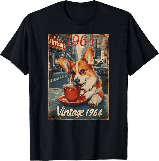Vintage 1964 61 Year Old Funny Corgi NYC Lover 61st Birthday T-Shirt