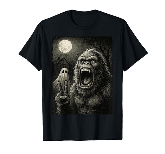 Bigfoot Halloween Funny Sasquatch Ghost Men Boy Kids Bigfoot T-Shirt