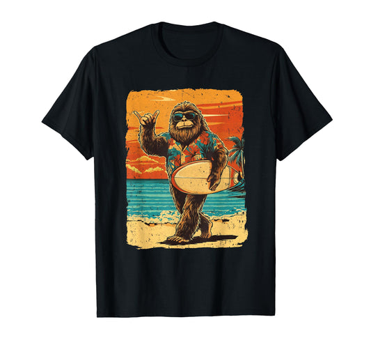 Funny Bigfoot Aloha Hawaiian Surfing Tropical Beach Surfer T-Shirt