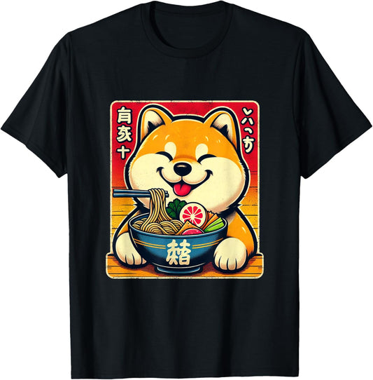 Shiba Inu Ramen Kawaii Neko Japanese Noodles T-Shirt