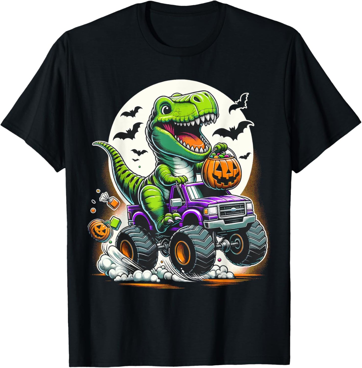 Halloween Funny T Rex Dinosaur Monster Truck Boy Trick Treat T-Shirt
