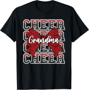 Cheer G-Ma Grandma Bow Sport Cheerleader Cheerleading Red T-Shirt