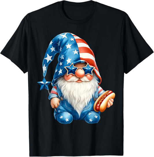 4th Of July Gnome Dad For Hot Dog Lovers Funny Patriotic T-Shirt