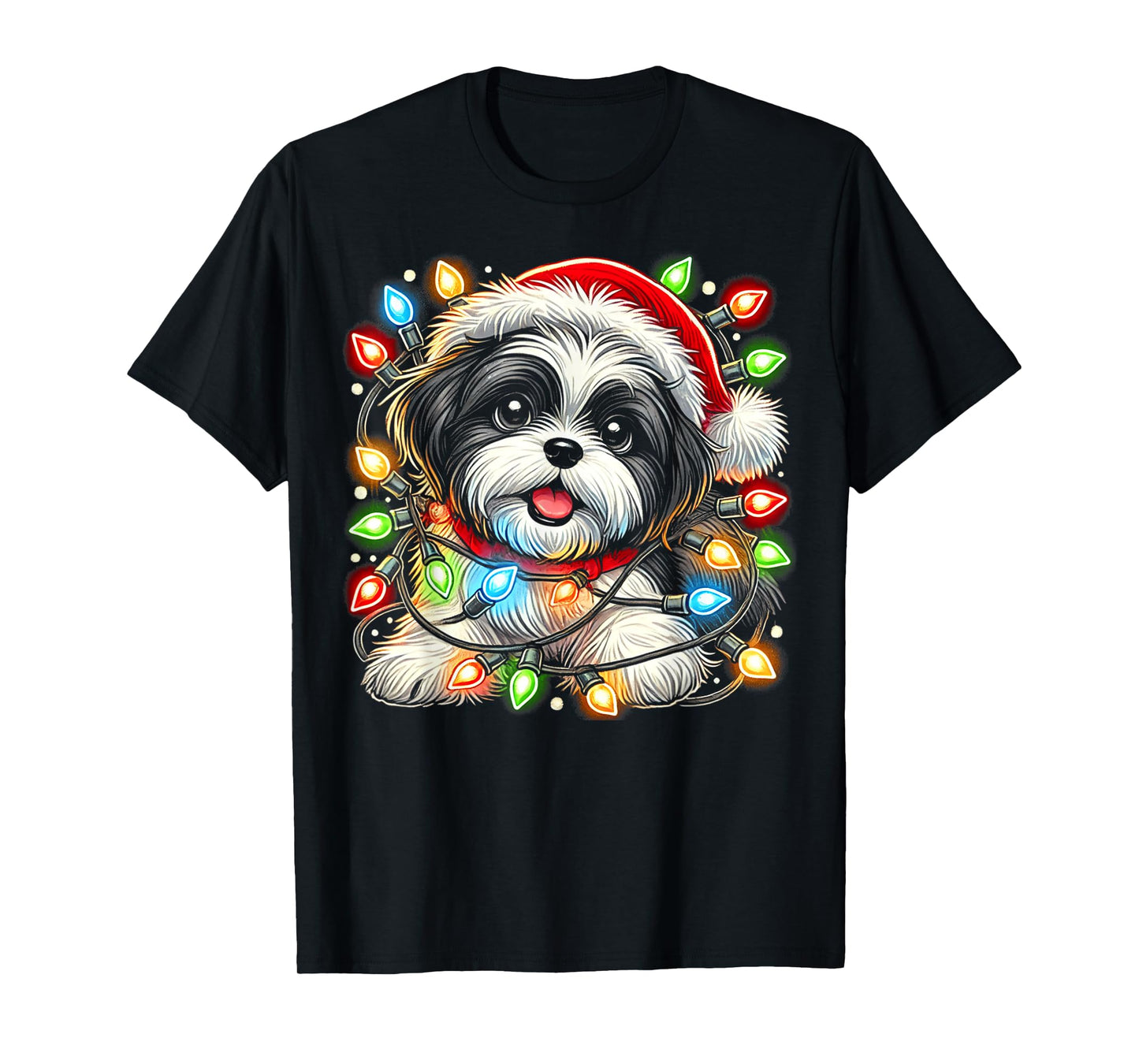 Merry Christmas Xmas Shih Tzu Santa Dog Men Women Kids T-Shirt